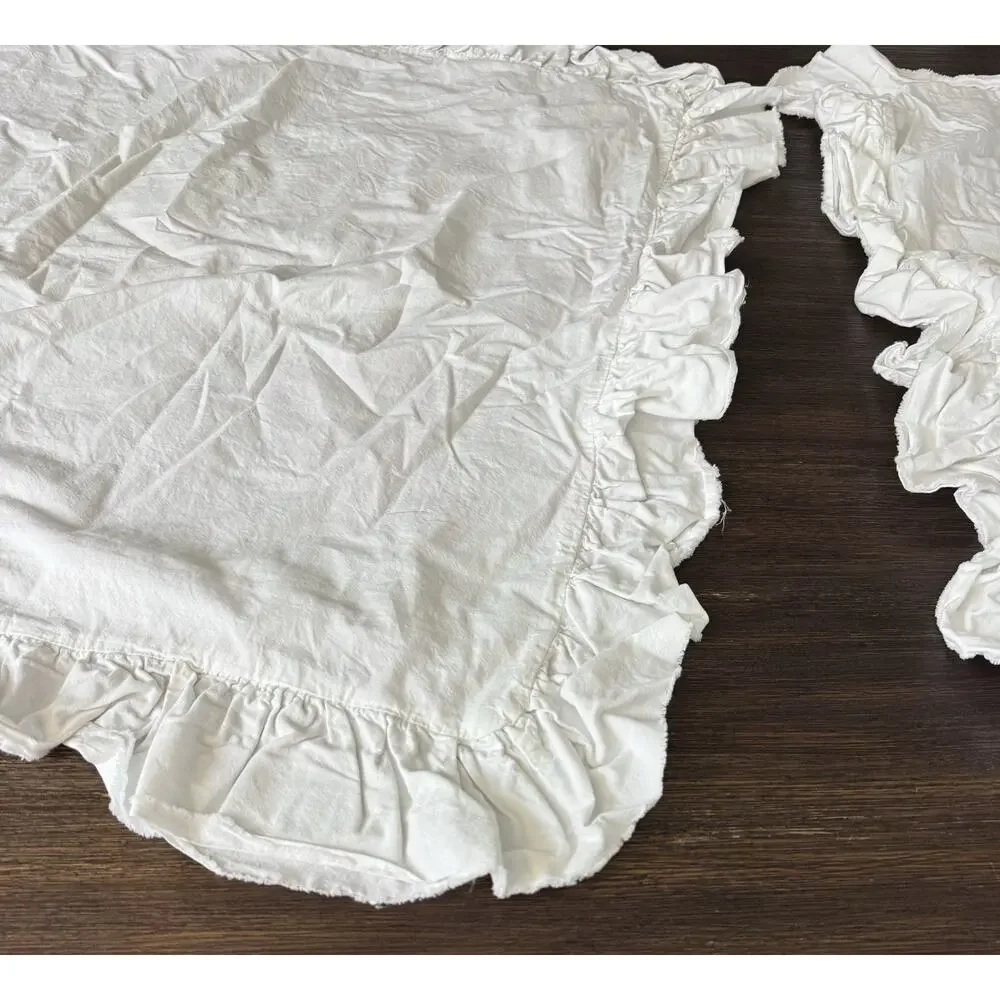 Piu Belle Euro Shams (2) Ruffle Edge Shabby Cottagecore White